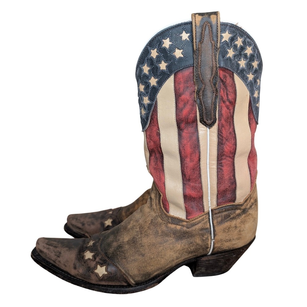 Dan Post Liberty American Flag Cowboy Boots Women 10M Leather Western DP3586